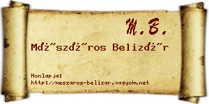 Mészáros Belizár névjegykártya